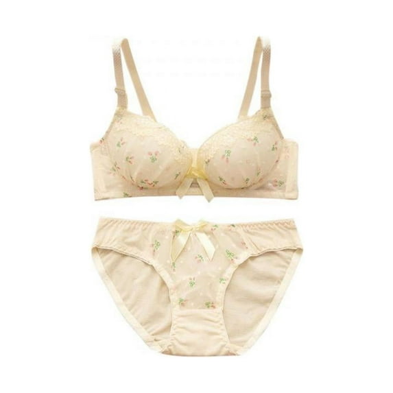 Ropalia Sweet Girls Lace Cotton Bra Set B Cup Push Up Lingerie Underwear Panties