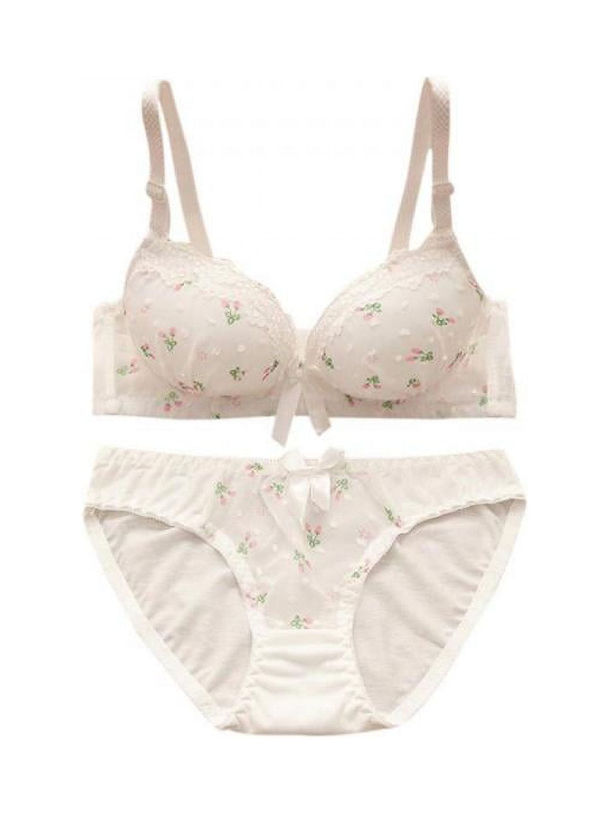 Ropalia Sweet Girls Lace Cotton Bra Set B Cup Push Up Lingerie
