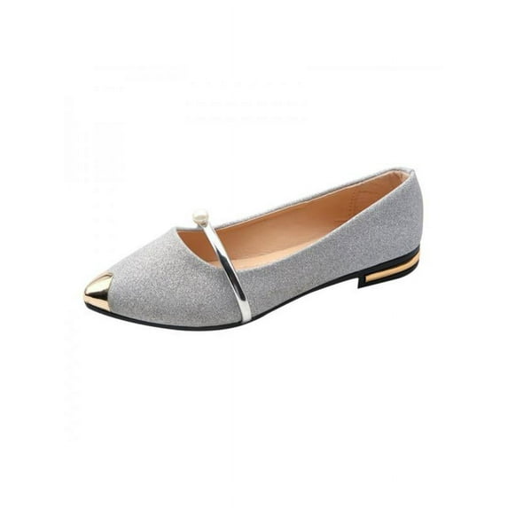 Ropalia Women Flat Shoes Low Heel Shallow Pointed Toe Low-bottom Casual Frosted Shoes Office Shoes