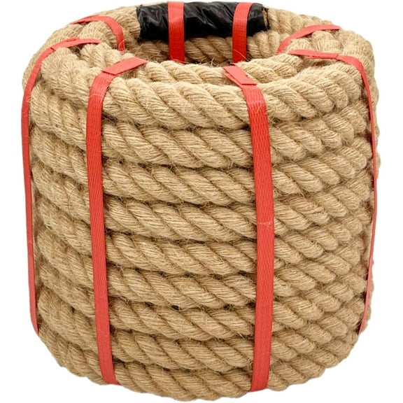 Rope - 1 Inch x 50 Ft Jute Rope, 900 Lbs Tensile Strength, Ideal for Tug of War, Deer Hunting, Nautical, Crafts, Swing, Beige