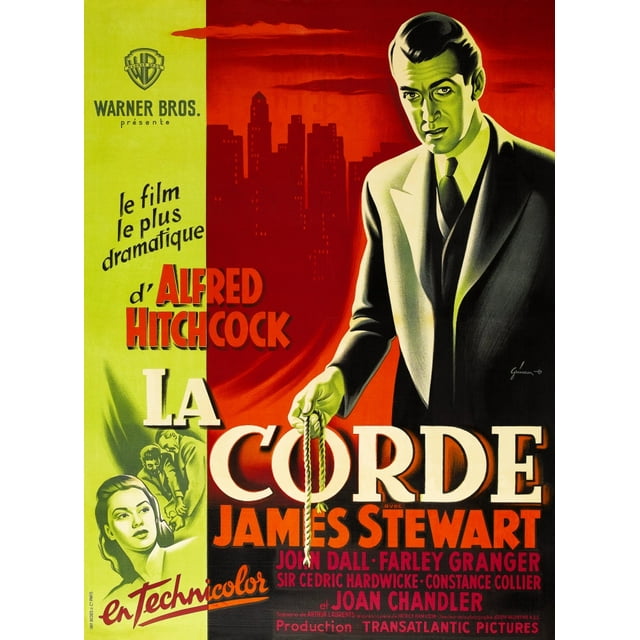 Rope (Aka La Corde) French Poster James Stewart Joan Chandler (Bottom Right) 1948 Movie Poster Masterprint (24 x 36)