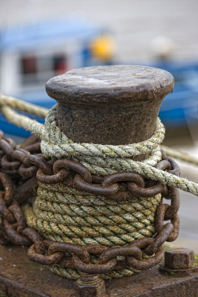 Rope And Chain On Post Canvas Art - John Short Design Pics (12 x 18)