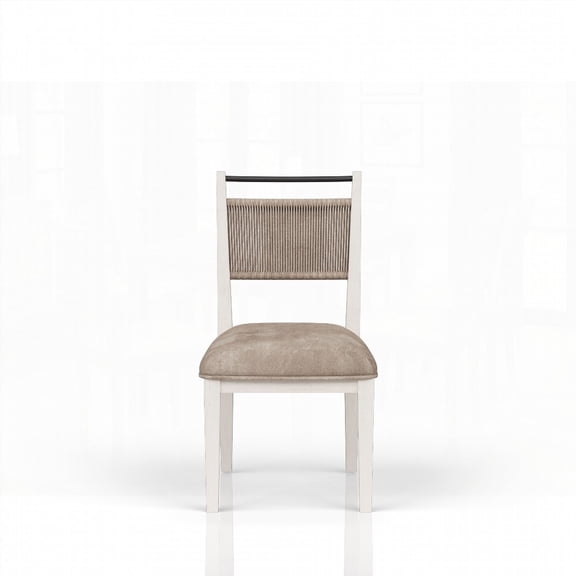 Rope Back Dining Chairs - 2-Pack Solid Wood with Vanilla Finish