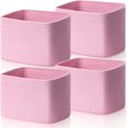 thumbnail image 1 of Rope Basket for Storage - 12”x10”x9” Storage Bins, Decorative Basket for Blankets, Woven Basket with Handles, Storage Baskets for Shelves, Home, Laundry (4 Pack, Pink), 1 of 14