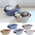 thumbnail image 1 of Rope Basket Storage Bin, Handwoven Woven Rope Organizer with Leather Handles for Entryway Living Room Bedroom Closet Decor, Topliu, 1 of 7