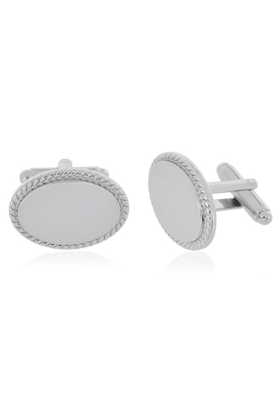 Rope Border Oval Engravable Cufflinks