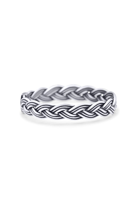Rope Braided Ring Oxidized Band Solid 925 Sterling Silver Thumb Ring Size 7
