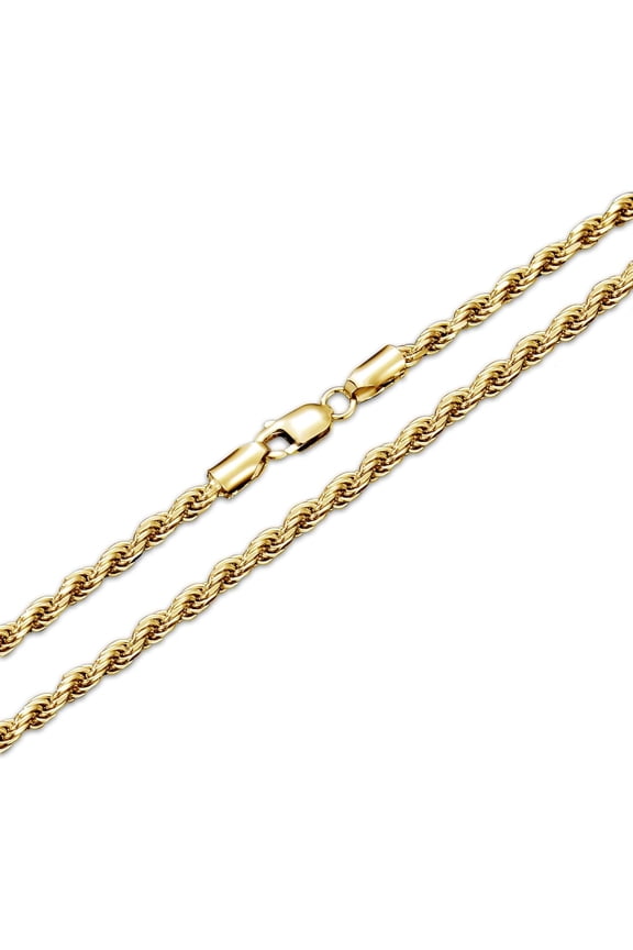 Rope Chain 18k Gold Plated 925 Sterling Silver Rope Chain 1.5MM, 2MM, 3MM Diamond Cut Braided Rope Chain Necklace for Men Women 18, 20, 22, 24, 26 Inches