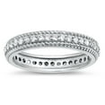 thumbnail image 1 of Rope Chain Design Clear CZ Wedding Ring .925 Sterling Silver Band White Jewelry Female Size 8, 1 of 4