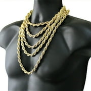 NECKLACES BY ERIK RAYO Rope Chain Necklace for Men Women and Kids Stainless Steel in Gold