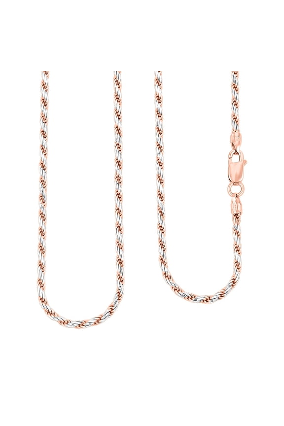 Rope Chain Necklace in 14K Rose Gold Over and Sterling Silver 8.84 Grams 20 Inches