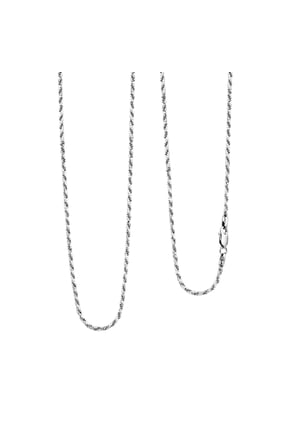 Rope Chain Necklace in Rhodium Over Sterling Silver 8.69 Grams 20 Inches