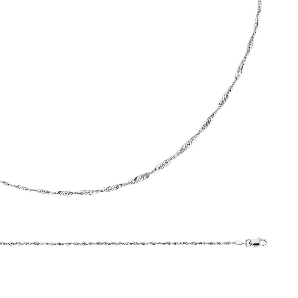 Rope Chain Solid 14k White Gold Necklace For Pendants Diamond Cut ...