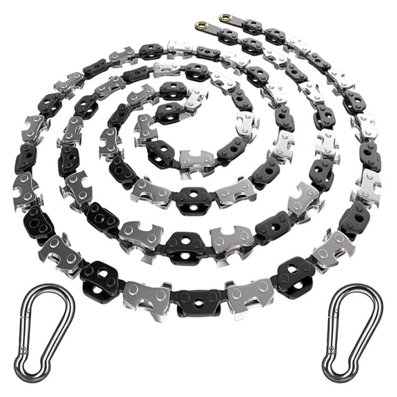 Rope Chainsaw 53 Inch Chain - High Limb Saw Replacement - Manual Tree Branch Cutter - Hand Held Pruning Saw - Pocket Chainsaw for Camping & Yardwork