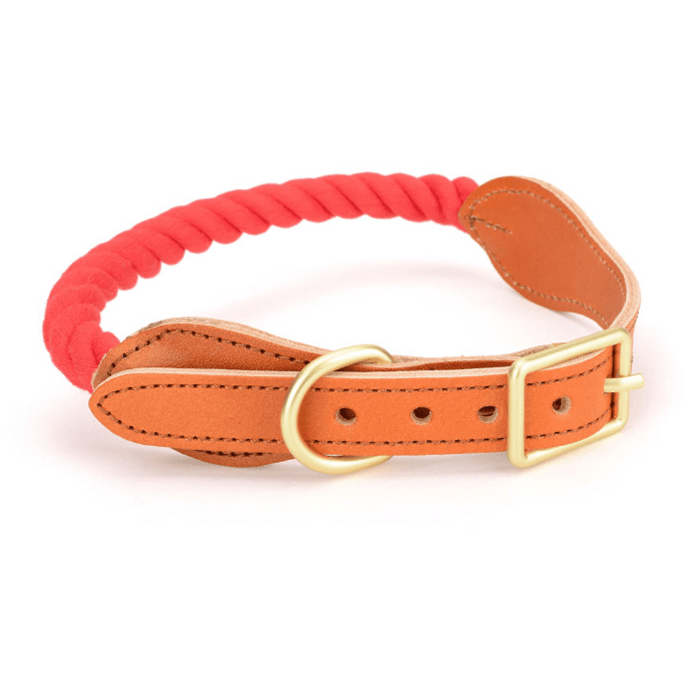 Rope Collar - Woven Cotton And Leather Finish - Small, Medium Size ...