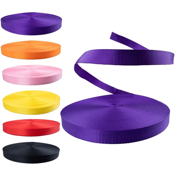 Rope & Cord Polyester Webbing – 25 mm. Low Stretch Extra Stable Webbing for Cargo & Marine Use – Purple, 9 meters