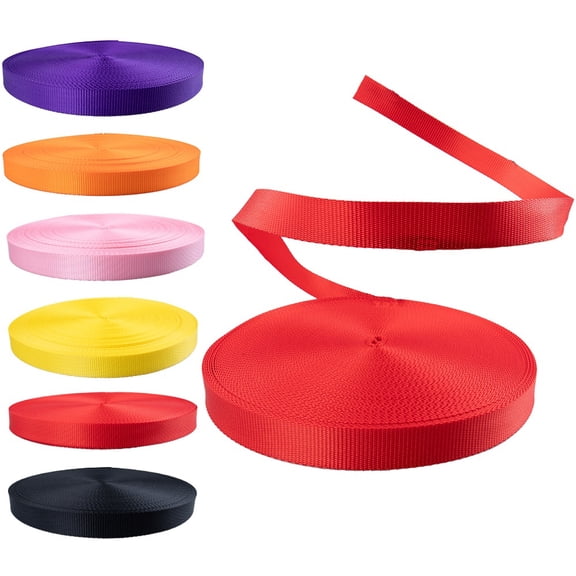 Rope & Cord Polyester Webbing – 25 mm. Low Stretch Extra Stable Webbing for Cargo & Marine Use – Red, 4.5 meters