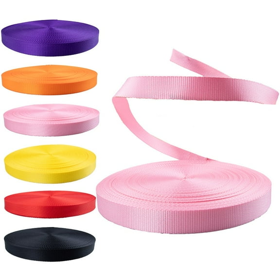 Rope & Cord Polyester Webbing – 25 mm. Low Stretch Extra Stable Webbing for Cargo & Marine Use – Soft Pink, 4.5 meters
