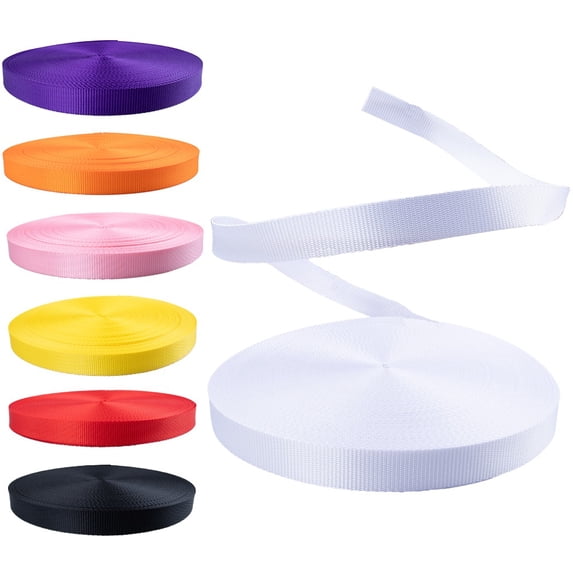 Rope & Cord Polyester Webbing – 25 mm. Low Stretch Extra Stable Webbing for Cargo & Marine Use – White, 45 meters