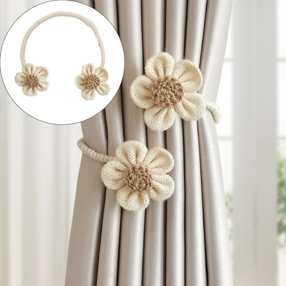 Rope Curtain Tiebacks, Cute Flower Curtain Tiebacks, Curtain Tie Backs for Curtain Drapes, Simple Elegant Sunflower Rope Curtain, Boho Bedroom Decor