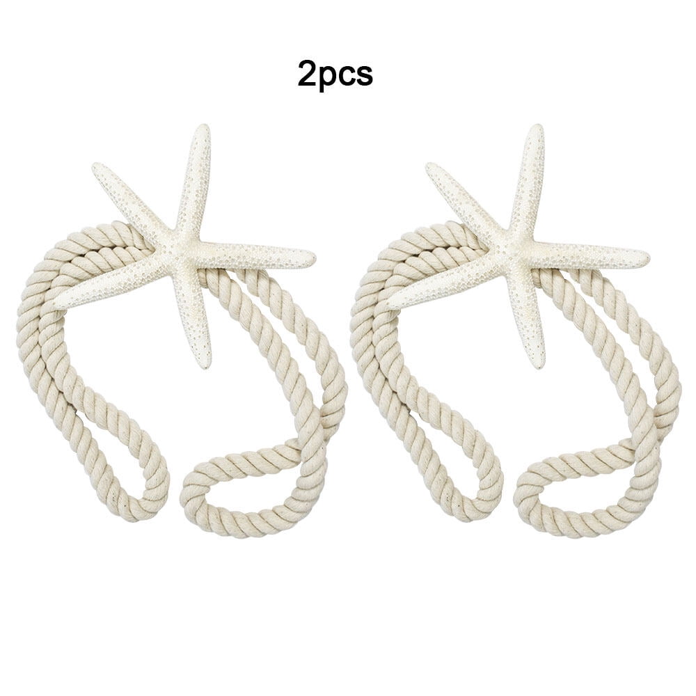 Rope Curtain Tiebacks Natural Starfish Drapery Holdbacks with Cotton