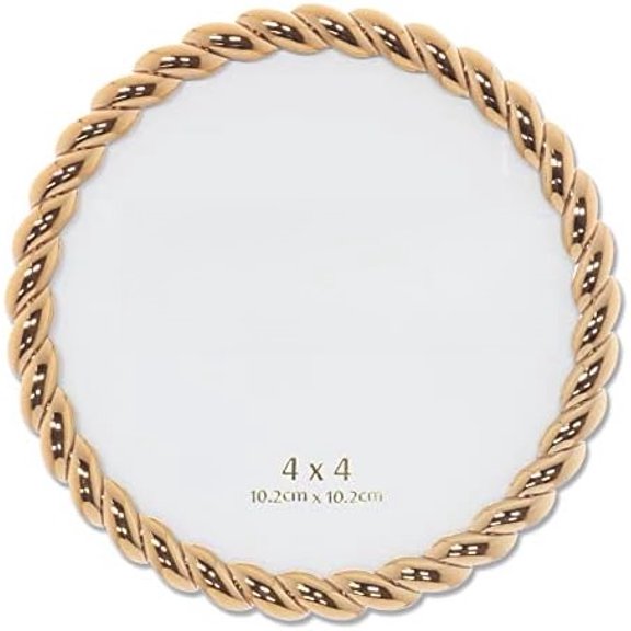 Rope Design Metal Frame, 4x4 Round, Gold