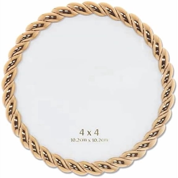Rope Design Metal Frame, 4x4 Round, Gold