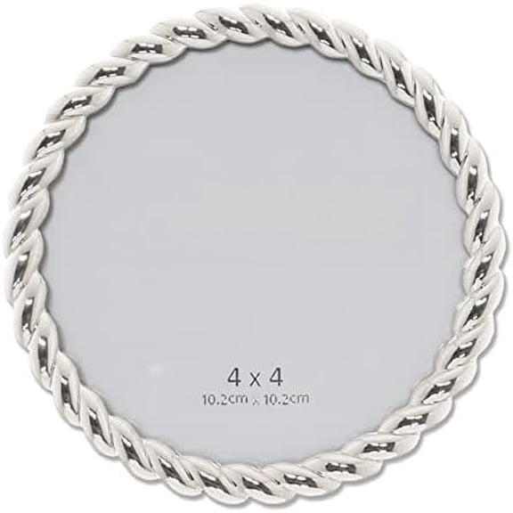 Rope Design Metal Frame, 4x4 Round, Silver