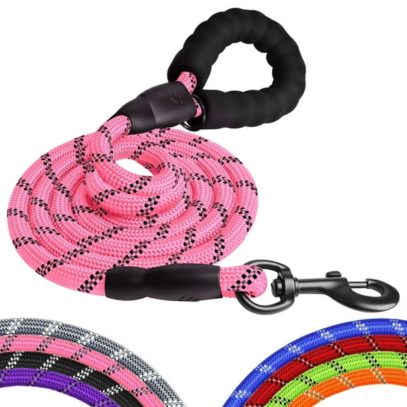 Rope Dog Leash 5ft Long,Traffic Padded Two Handle,Heavy Duty,Reflective Double Handles Lead for Control Safety Training,Leashes for Large Dogs or Medium Dogs,Dual Handles Leads