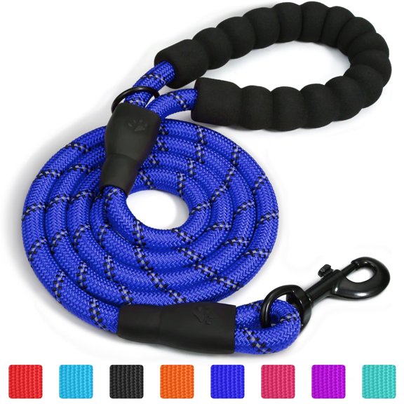 Rope Dog Leash with Comfortable Padded Handle, 6ft Reflective Dog Leash, Navyblue