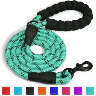 Rope Dog Leash with Comfortable Padded Handle, 6ft Reflective Dog Leash, Turq
