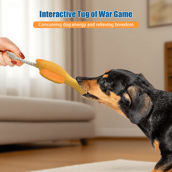 Latex Duck Dog Toys, Interactive Squeaky Rope Dogs Toy with Durable Chew-Resistant Design for Clean Teeth and Aggressive Chewers