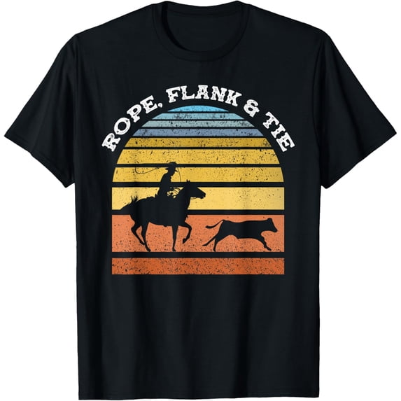 Rope Flank & Tie Rodeo Roping T-ShirtMen and women, Black T-shirt, size: Extra large