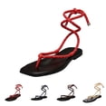 thumbnail image 1 of Rope Flat Sandals for Women - Strappy Open Toe Thong Sandals Summer Slingback Slip On Slide Sandals with Adjustable Strap, 1 of 6