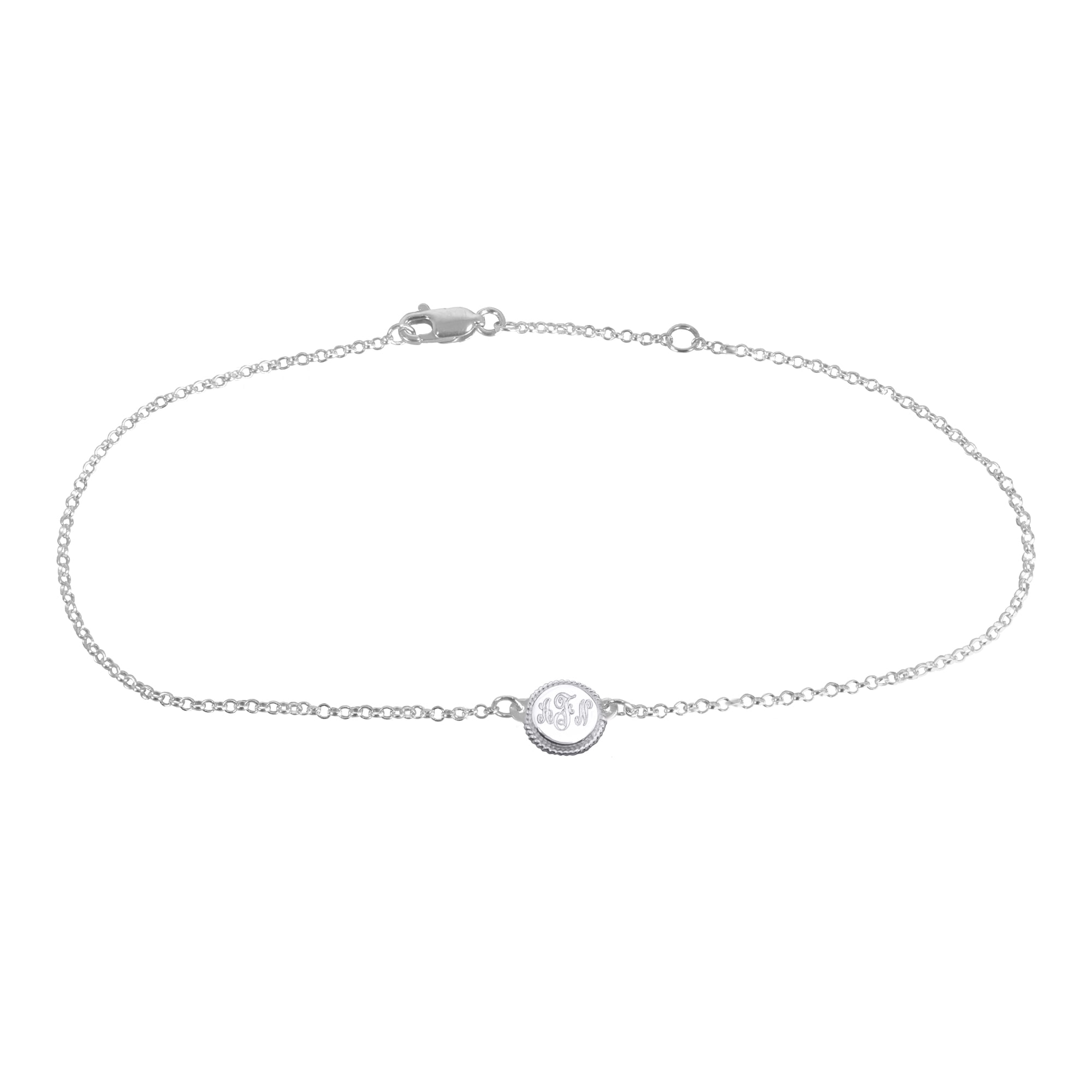 Rope Framed Engraved Monogram Anklet