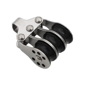 Rope Guide Pulley Block for Outdoor Rigging, Triple Sheave Stainless Steel Sailing Hardware with Mounting Eye Use