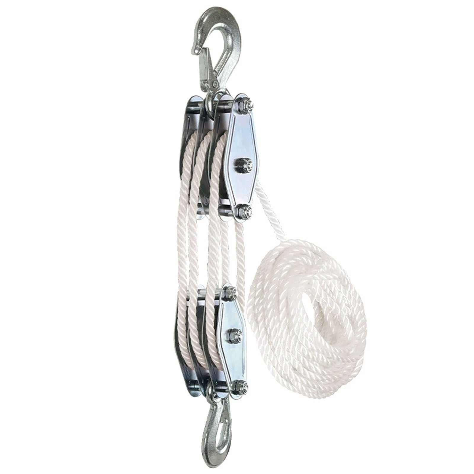 Rope Hoist Pulley Block, 4 Wheel Block and Tackle System with 20m Rope ...