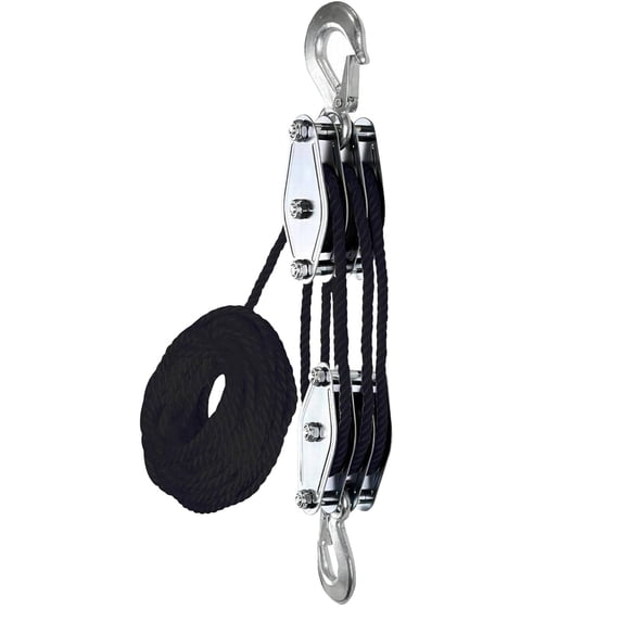 Rope Hoist,Pulley Block System,Heavy Duty Lifting Tool,2200 Lbs Breaking Strength 1100lb Loading Capacity Block and Tackle Pulley System Heavy Duty Lifting Tool for Warehouse Garage Use,Black