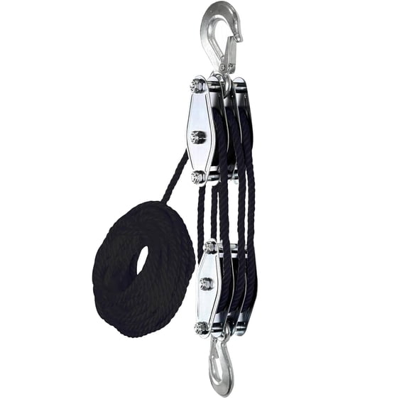 Rope Hoist,Pulley Block System,Heavy Duty Lifting Tool,2200 Lbs Breaking Strength 1100lb Loading Capacity Block and Tackle Pulley System Heavy Duty Lifting Tool for Warehouse Garage Use,Black