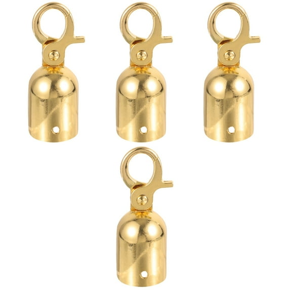 PartyKindom  Golden Stainless Steel Rope End Cap with Hook for Cord 4Pcs