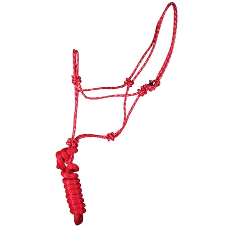 Jeffers Equine Poly Braided Rope Horse Halter with 8ft Lead Rope – Adjustable Training Halter for Horses, Ponies, Colts, Mustangs – Durable Knot Halter for Groundwork, Barn, Ranch Use - Red, White price history and forecast - Jeffers 8104