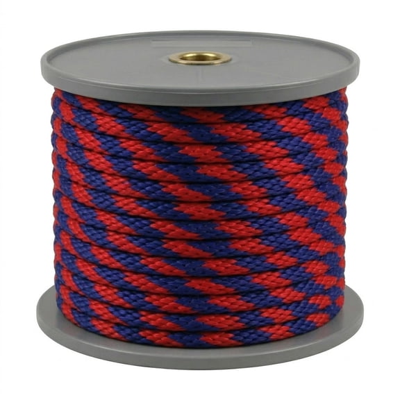 Rope King SBP-58140BR, Solid Braided Poly Rope, 5/8" x 140', Blue/Red, 1 Each