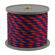 Rope King SBP-58140BR, Solid Braided Poly Rope, 5/8 x 140, Blue/Red, 1 Each