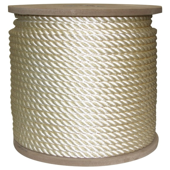 Rope King TN-12400, Twisted Nylon Rope, 1/2" x 400', White, 1 Each