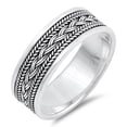 thumbnail image 1 of Rope Knot Design Celtic Ring .925 Sterling Silver Wide Wedding Band Jewelry Female Male Size 9, 1 of 4