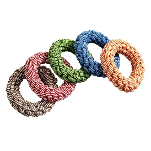 Rope Knot Ring Chew Toy for Dogs, White Cotton, Tough Teeth Cleaning, Suitable for Large Medium Small Breeds