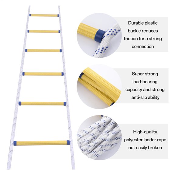 Rope Ladder,65 Feet Emergency Fire Escape Ladders Flame Resistant Safety Rope Ladder with Hooks,Fast to Deploy Sturdy and Strong Portable and Reusable,Weight Capacity up to 661 Pounds