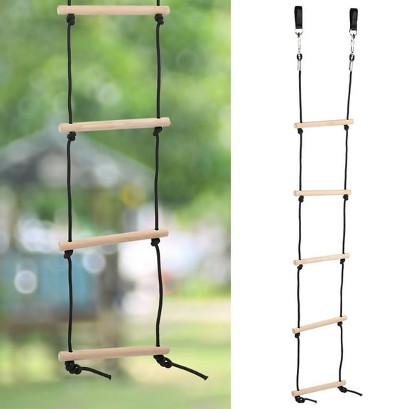 Rope Ladder, Beech Polyester Rope Ladder for Children, Climbing Ladder with Straps