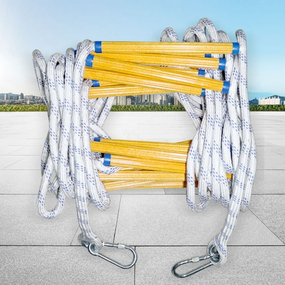 Rope Ladder, Fire Escape Ladder with Manganese Steel Hook, Non-Slide Folding Rescue Ladder for High High Training, Emergency Escape, and Outdoor Climbing