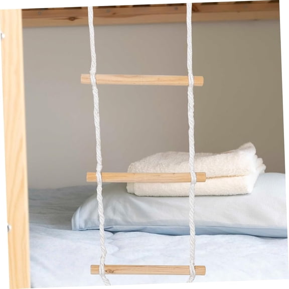 Rope Ladder for Bunk Beds - Heavy Duty Cotton & Wood Climbing Ladder for Indoor Playgrounds, Dorms & Loft Beds